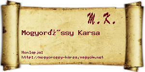 Mogyoróssy Karsa névjegykártya